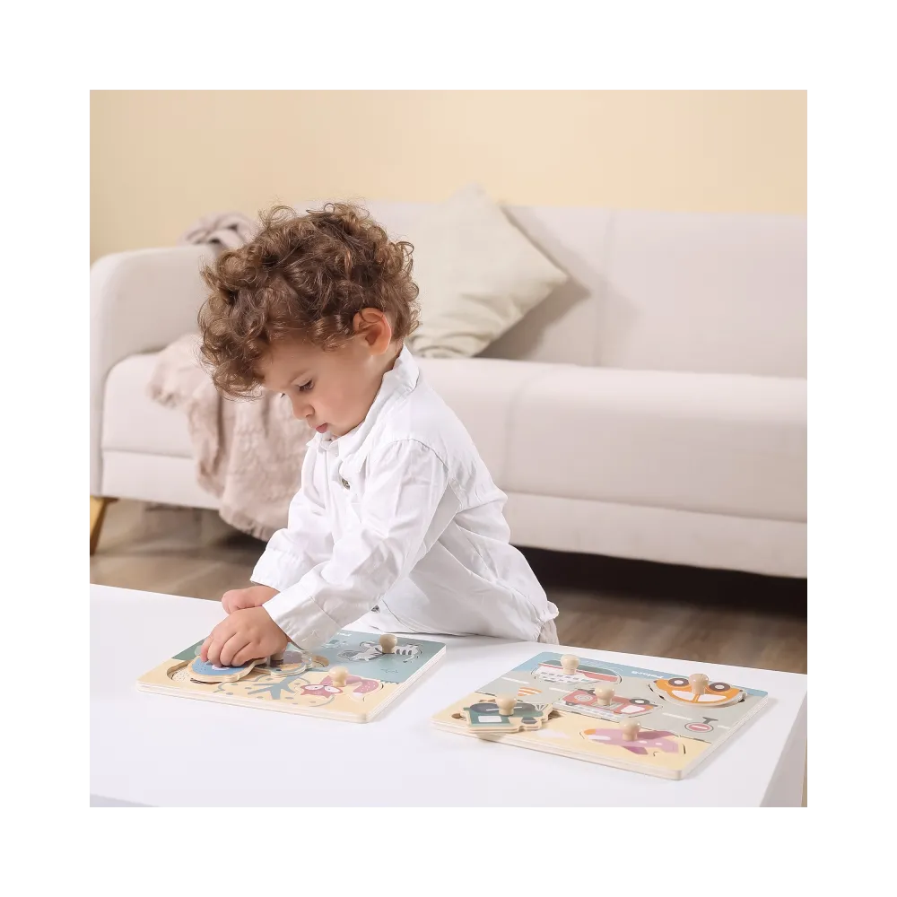 VIGA PolarB Drewniane Puzzle Zwierzęta z Pinezkami