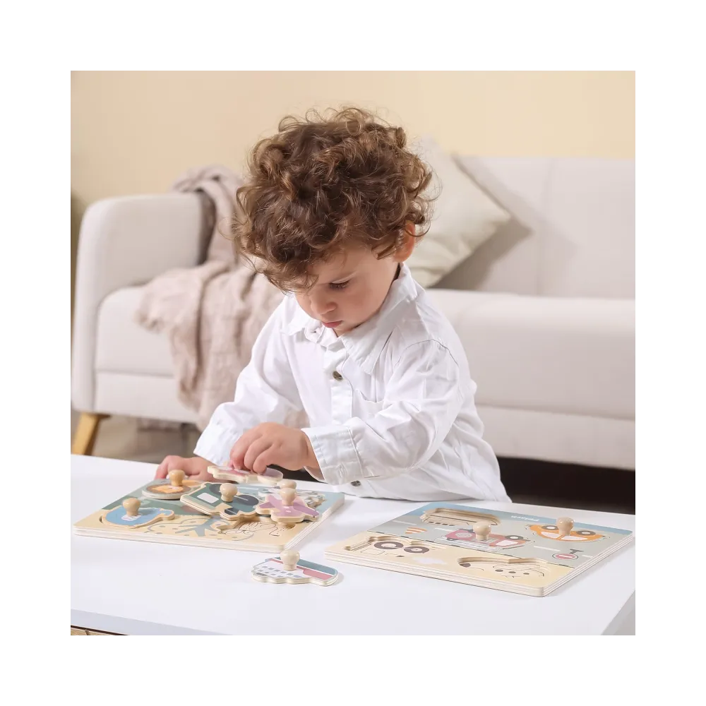 VIGA PolarB Drewniane Puzzle Zwierzęta z Pinezkami