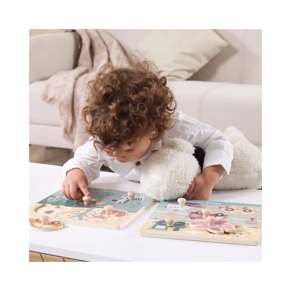 VIGA PolarB Drewniane Puzzle Zwierzęta z Pinezkami