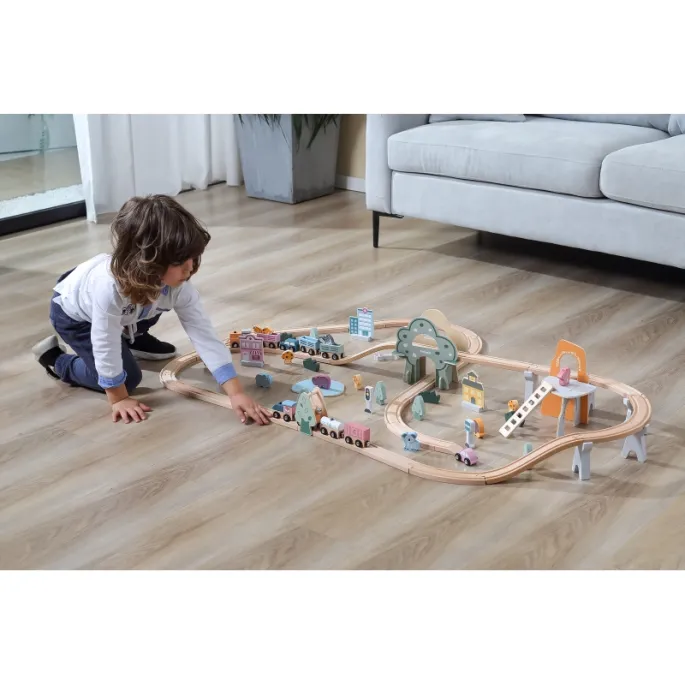 Kreatywna zabawa z drewnianą kolejką VIGA dla dzieci