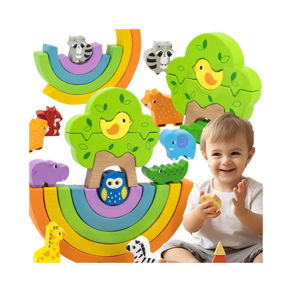 VIGA Drewniana Tęcza Układanka Klocki Kreatywne Montessori