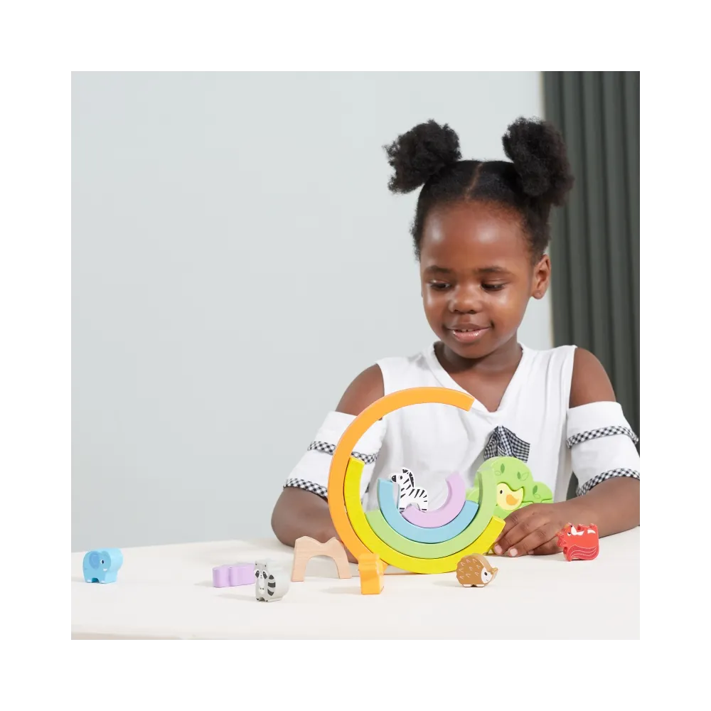 VIGA Drewniana Tęcza Układanka Klocki Kreatywne Montessori