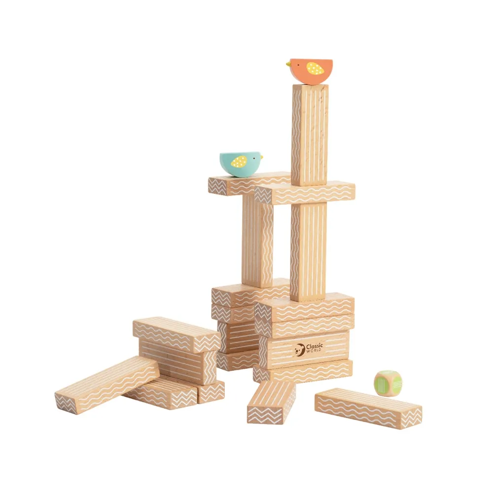 CLASSIC WORLD Drewniana Gra Edukacyjna Chwiejąca się Wieża Układanie Klocków 23el.