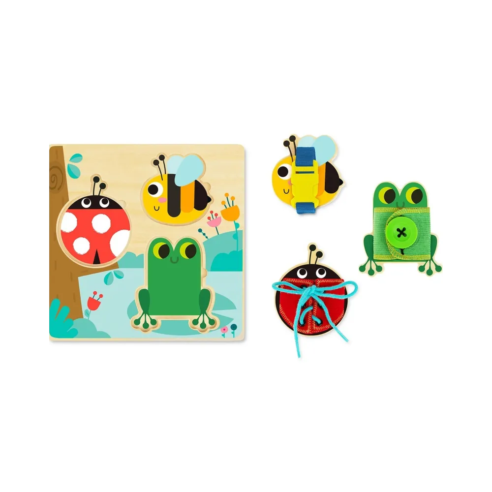 TOOKY TOY Drewniana Tablica Edukacyjna Sorter Trening Ćwiczenia Sznurek Guzik Klamerka