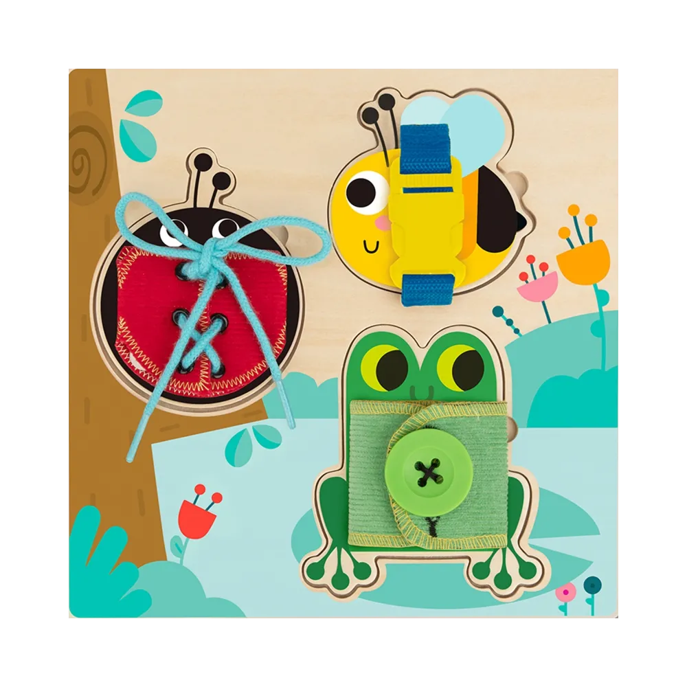 TOOKY TOY Drewniana Tablica Edukacyjna Sorter Trening Ćwiczenia Sznurek Guzik Klamerka