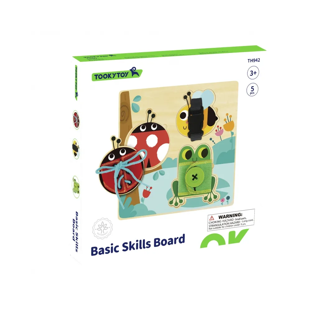 TOOKY TOY Drewniana Tablica Edukacyjna Sorter Trening Ćwiczenia Sznurek Guzik Klamerka