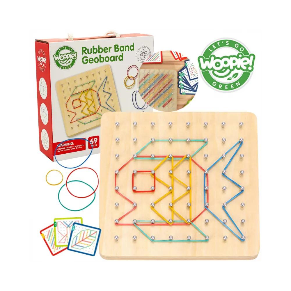 WOOPIE GREEN Geoplan na Gumki Drewniana Układanka 69 el. Certyfikat FSC