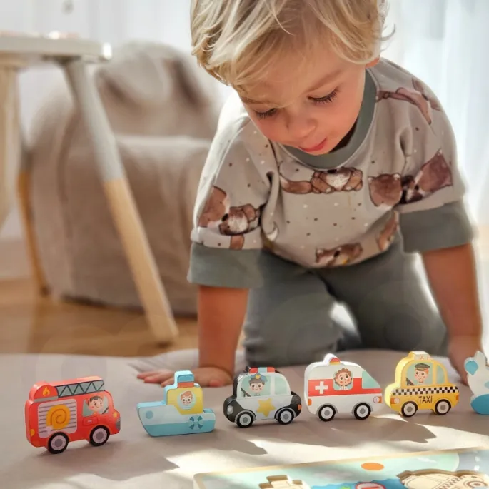 Puzzle Tooky Toy z motywem rekrutacyjnym do nauki kształtów