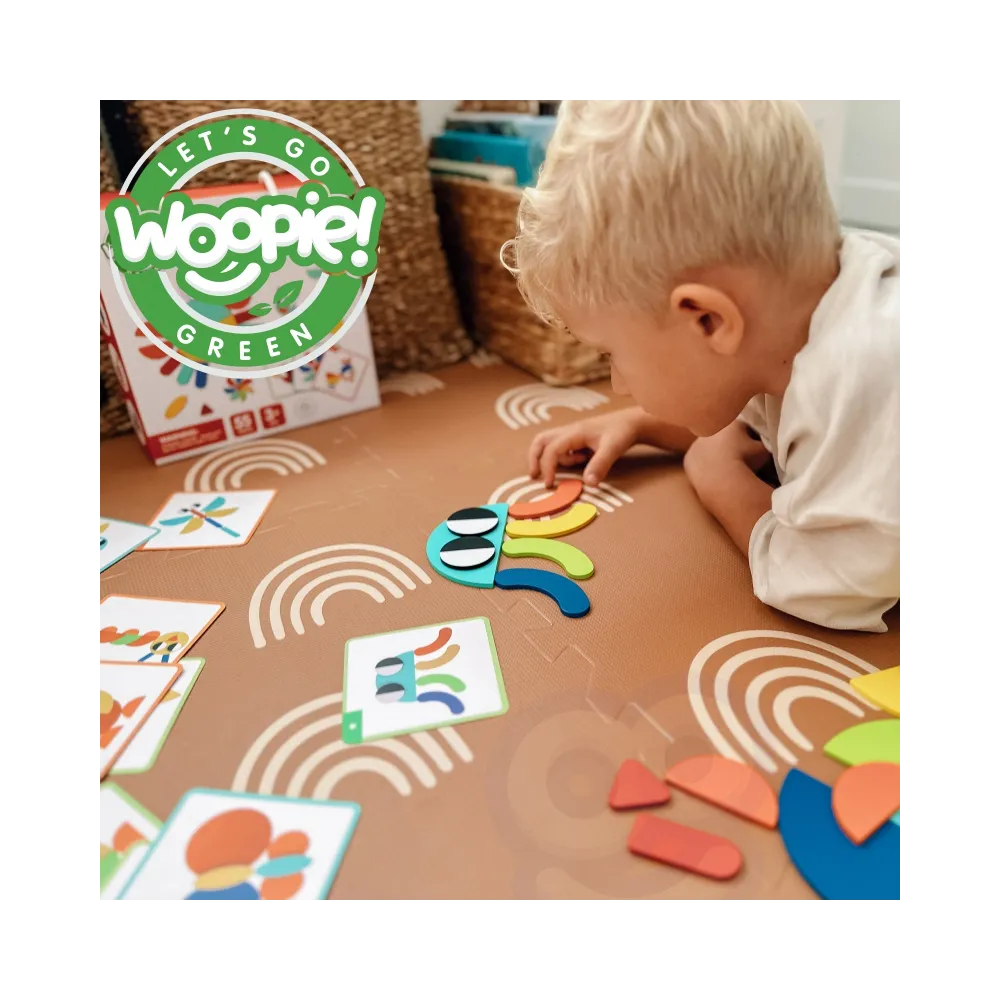 WOOPIE GREEN Drewniana Układanka Montessori 40 Wzorów do Odtworzenia 55 el. Certyfikat FSC