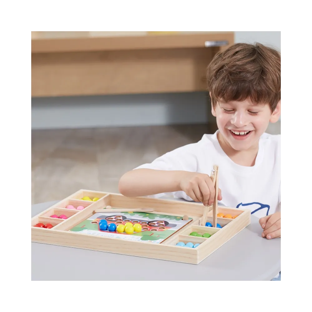 VIGA Drewniana Gra Kulki Złap i Dopasuj Układanka Montessori