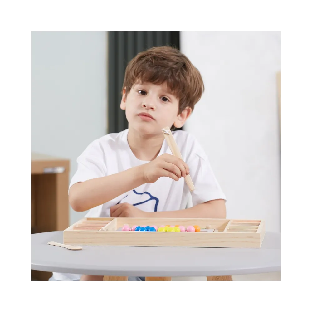 VIGA Drewniana Gra Kulki Złap i Dopasuj Układanka Montessori