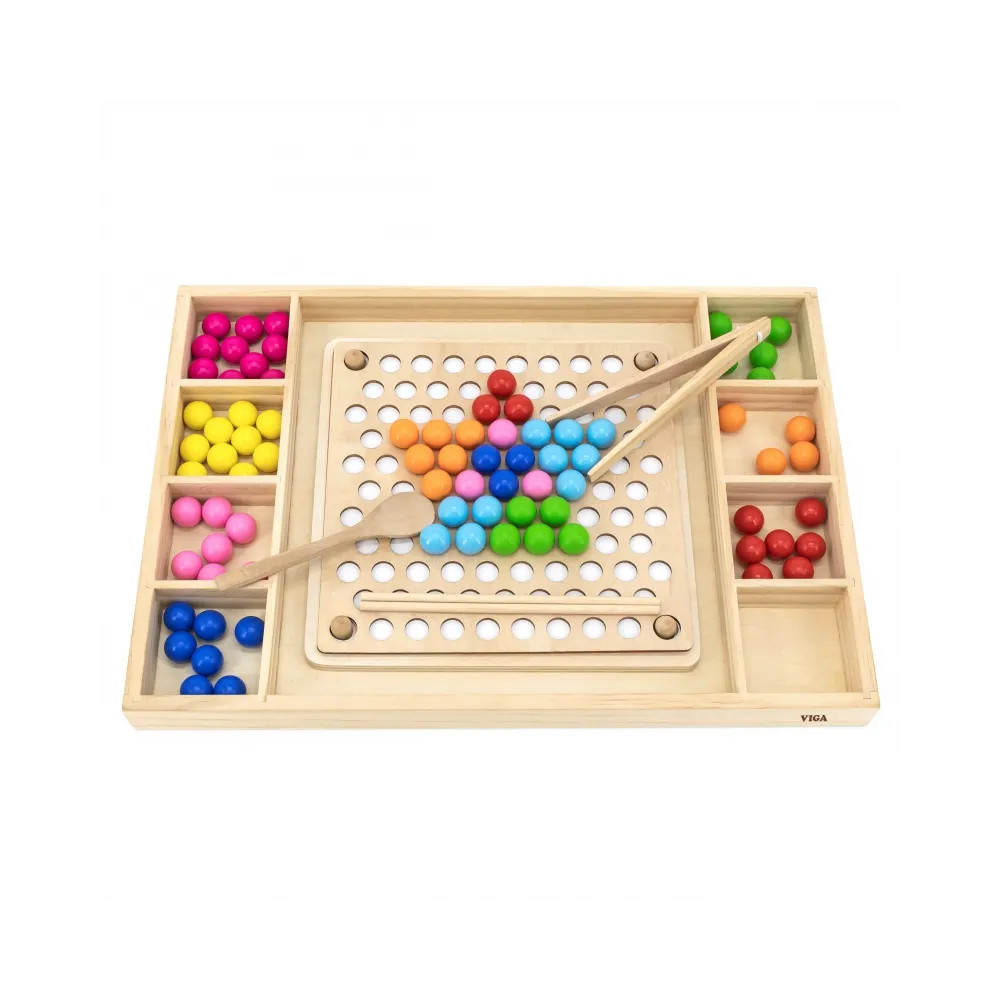 VIGA Drewniana Gra Kulki Złap i Dopasuj Układanka Montessori