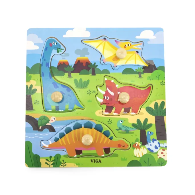 Drewniane puzzle z dinozaurami dla dzieci