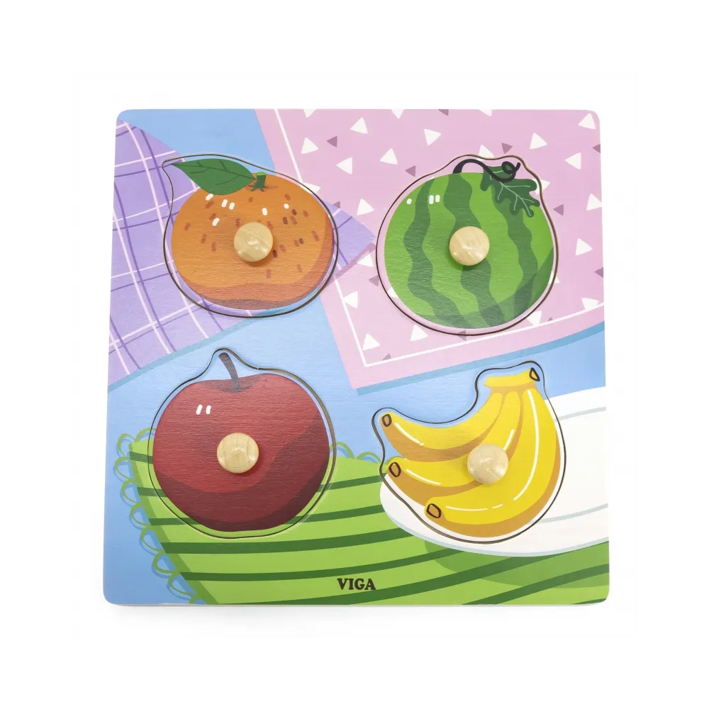 VIGA Drewniane Puzzle z Pinezkami Owoce