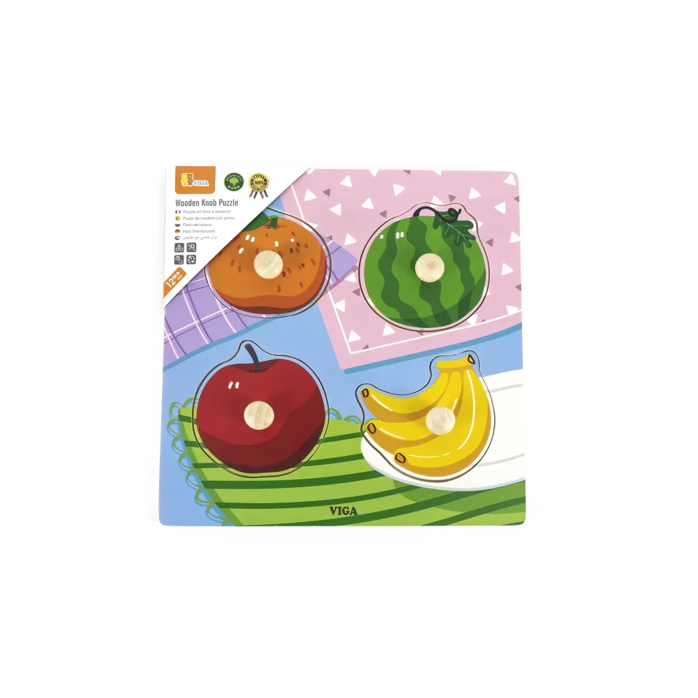 VIGA Drewniane Puzzle z Pinezkami Owoce