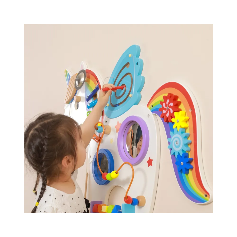 VIGA Drewniana Tablica Sensoryczna Manipulacyjna Jednorożec Certyfikat FSC Montessori