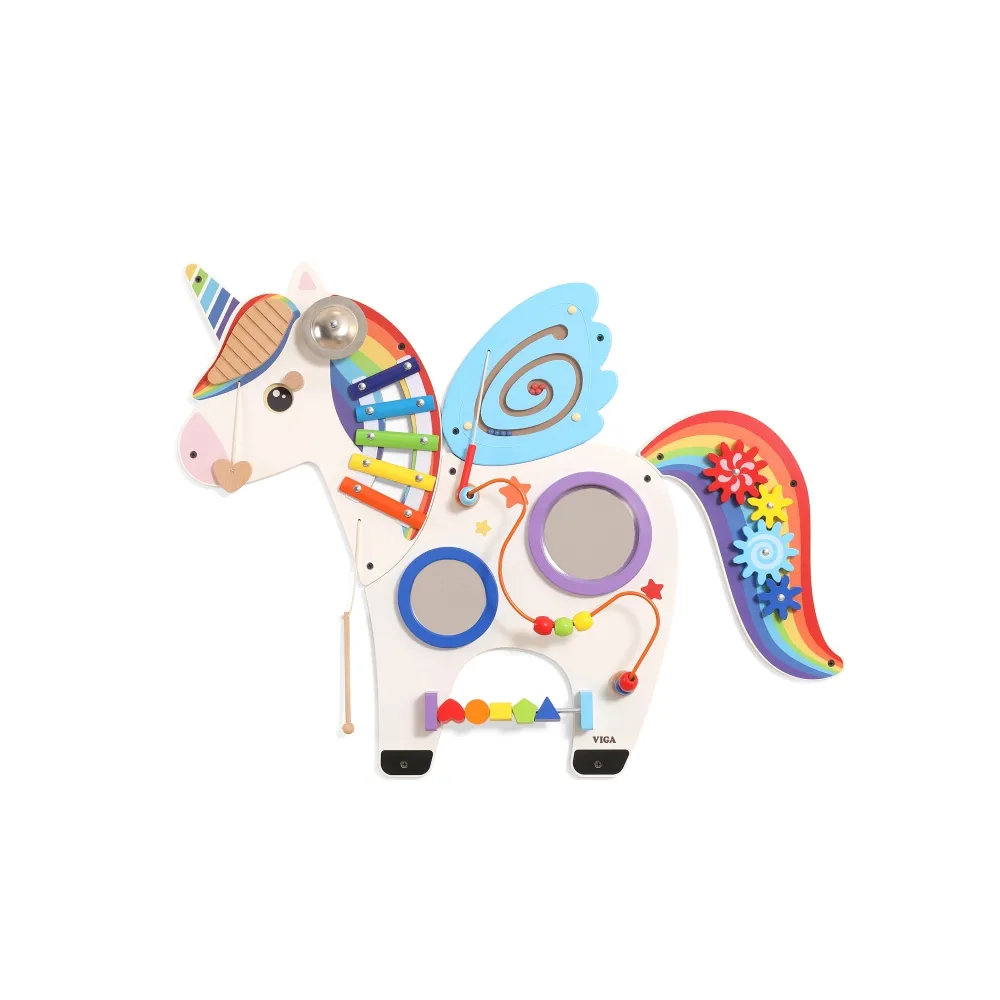VIGA Drewniana Tablica Sensoryczna Manipulacyjna Jednorożec Certyfikat FSC Montessori