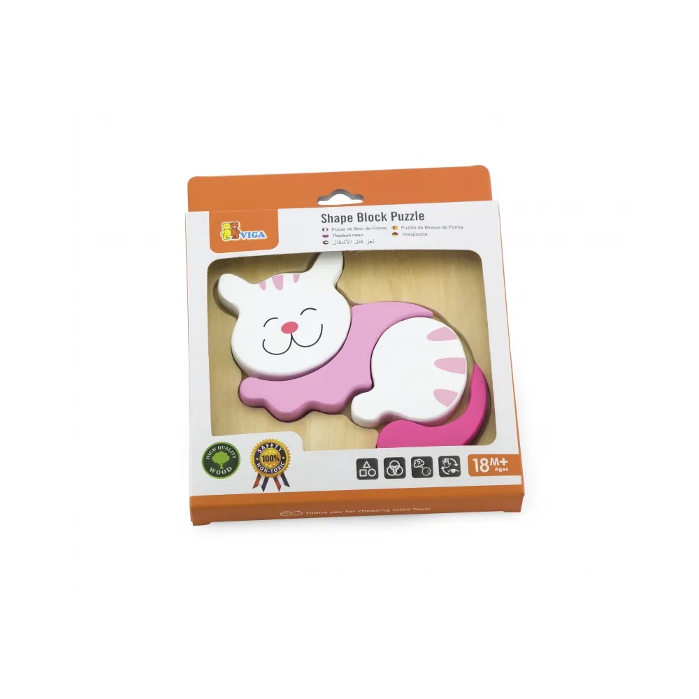 VIGA Pierwsze drewniane Puzzle maluszka Kotek