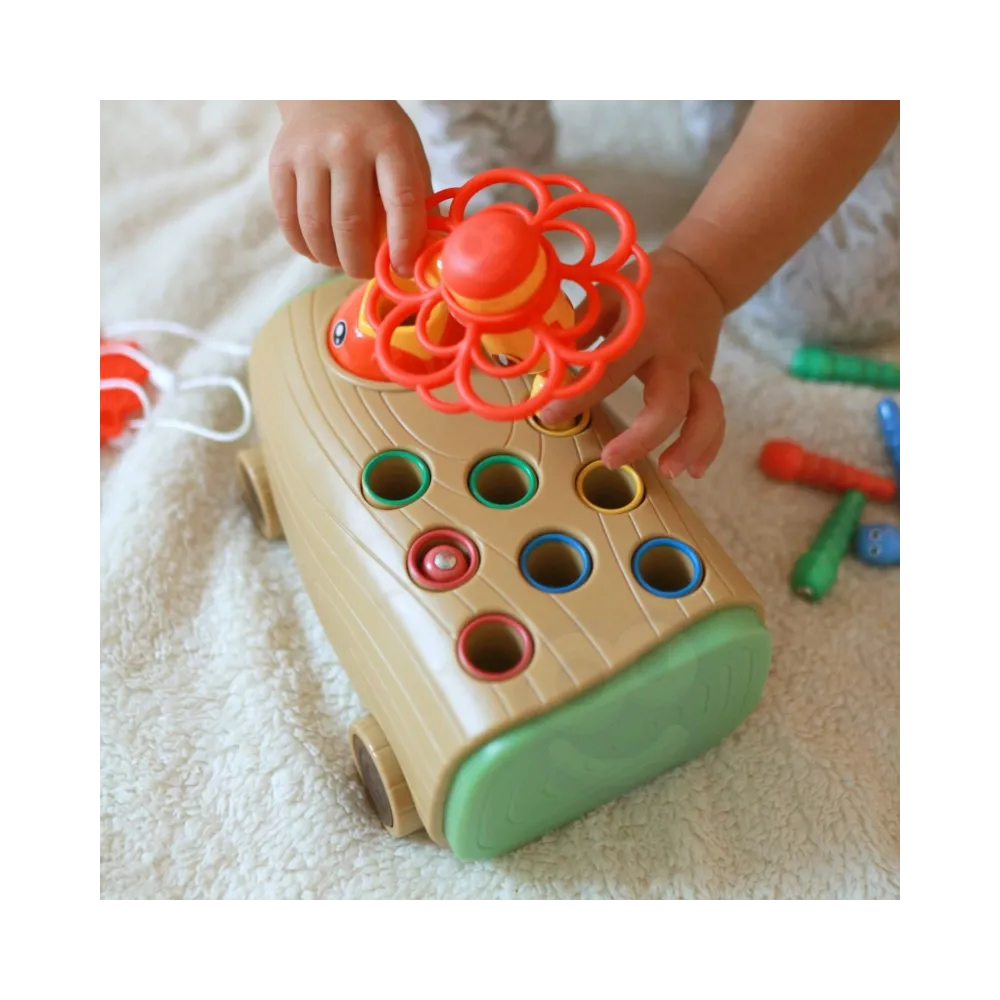 WOOPIE Gra Zręcznościowa Dzięcioł Wbijak Robaków 3w1 Wózek Ciągacz dla Niemowląt