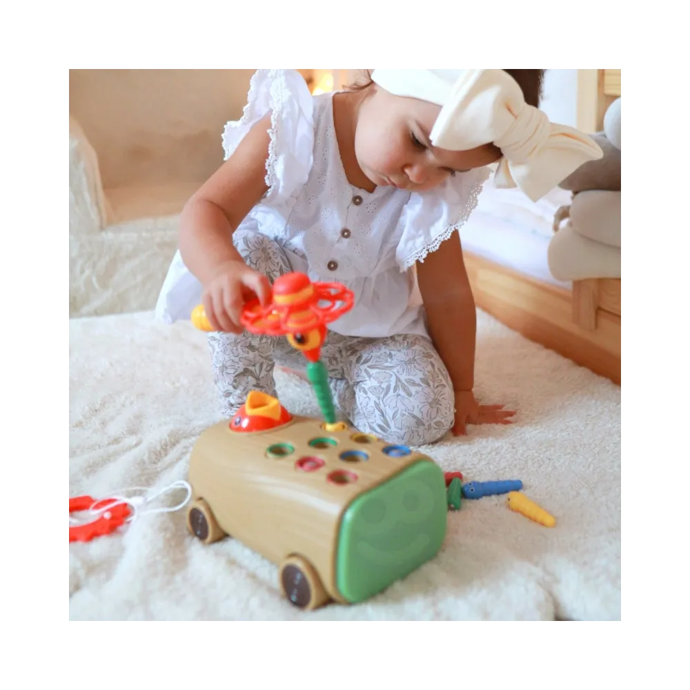 WOOPIE Gra Zręcznościowa Dzięcioł Wbijak Robaków 3w1 Wózek Ciągacz dla Niemowląt