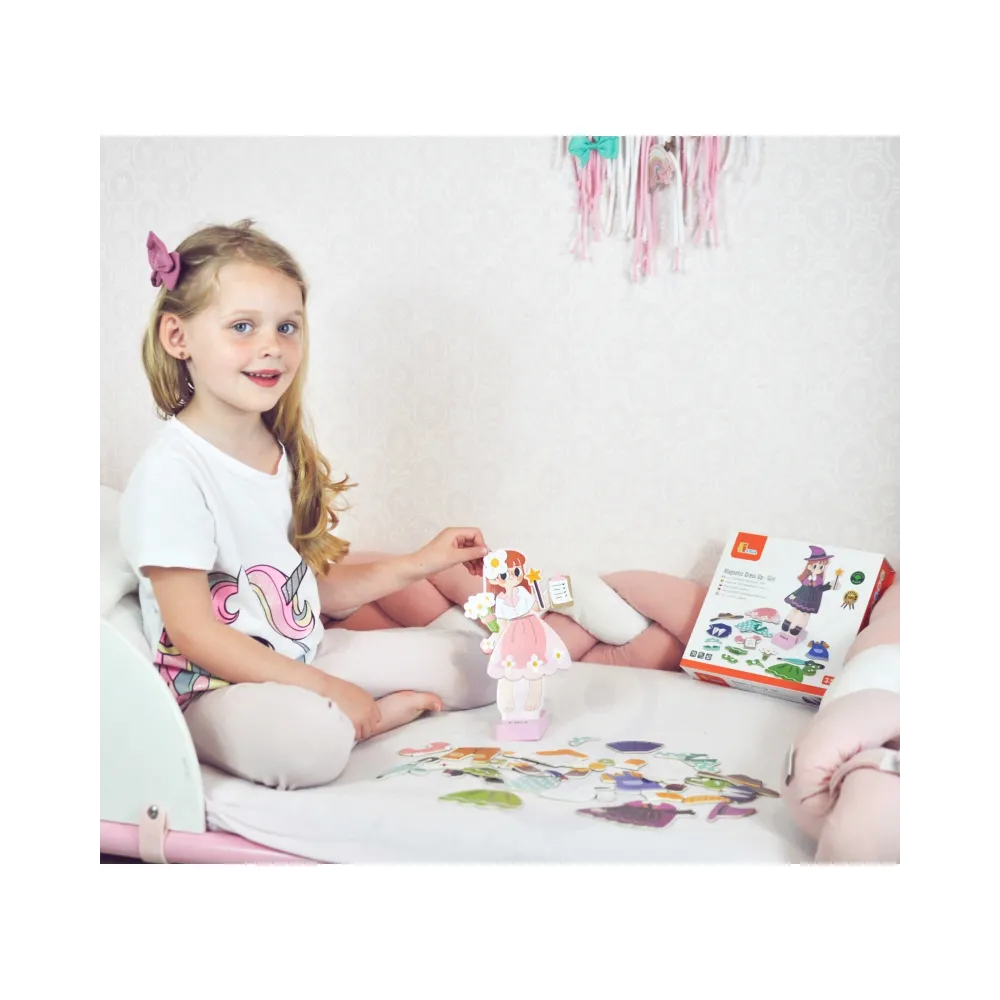 VIGA Drewniana Układanka Magnetyczna Ubieranka Edukacyjna