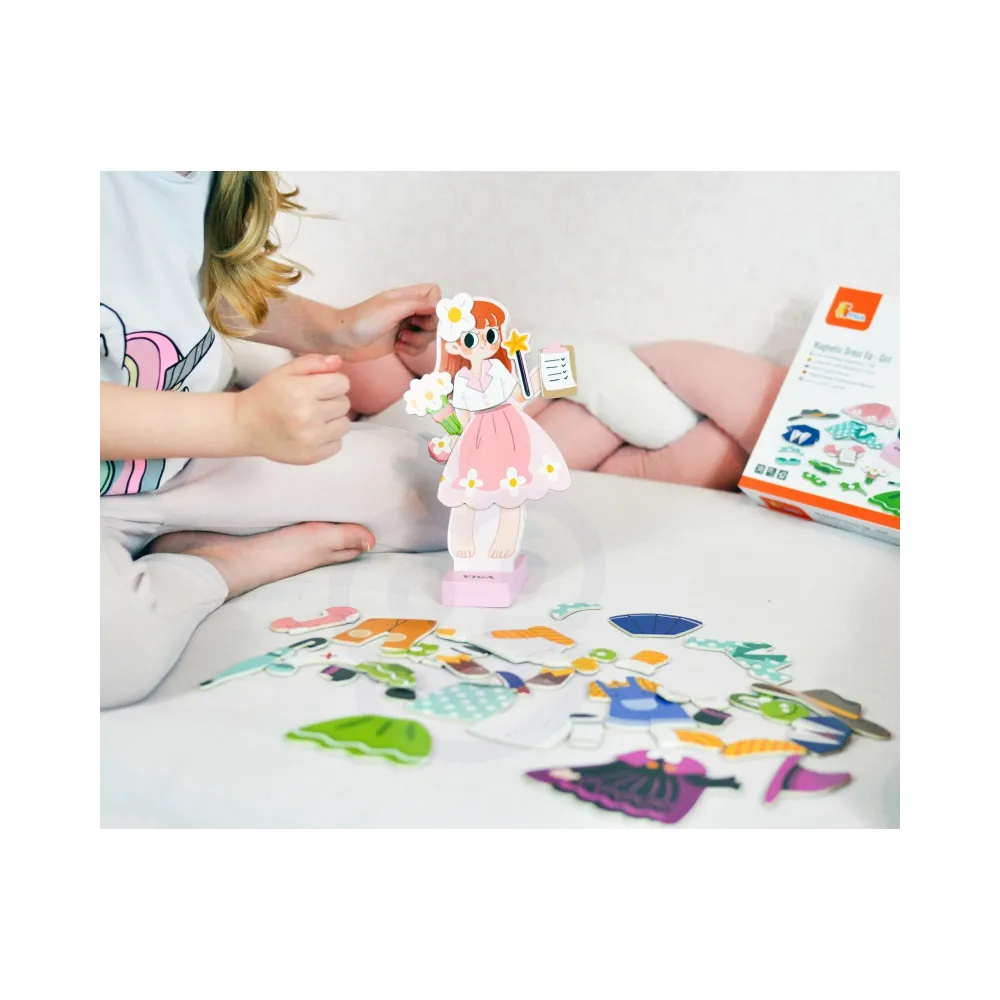 VIGA Drewniana Układanka Magnetyczna Ubieranka Edukacyjna