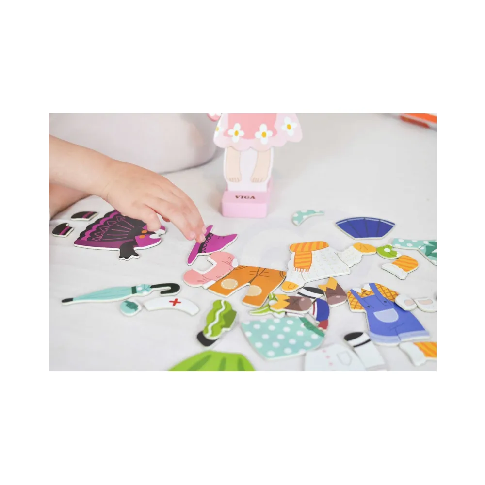 VIGA Drewniana Układanka Magnetyczna Ubieranka Edukacyjna