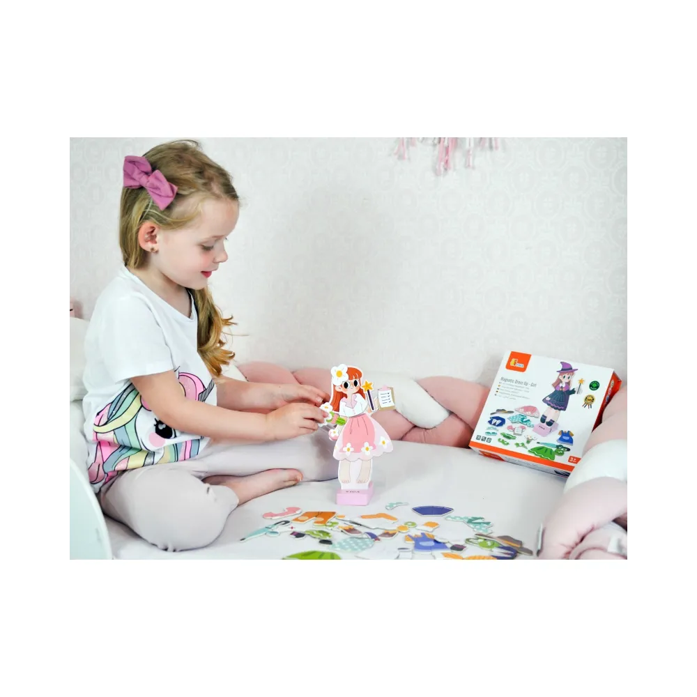 VIGA Drewniana Układanka Magnetyczna Ubieranka Edukacyjna