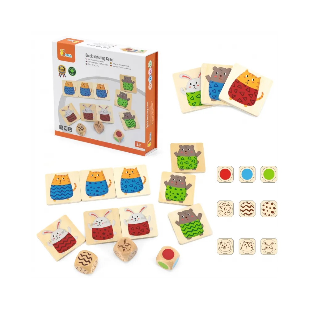 Drewniana układanka VIGA z 27 elementami i trzema kostkami dla dzieci