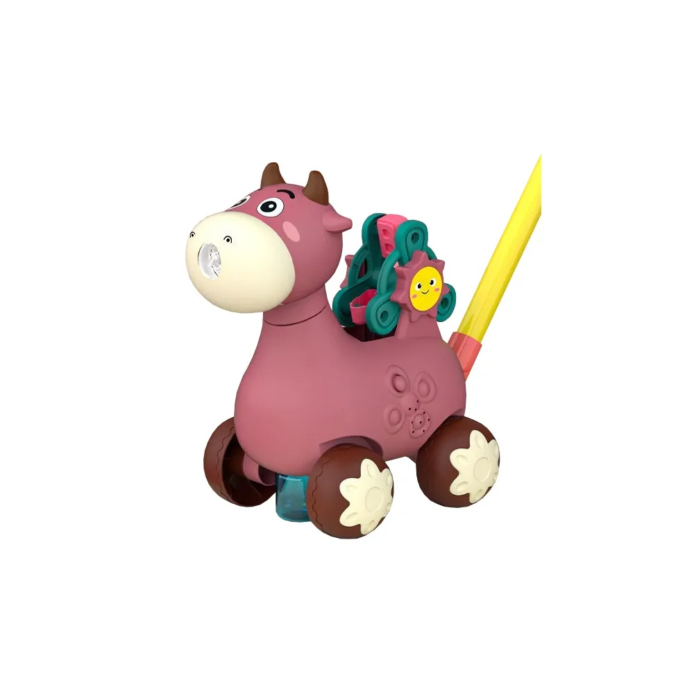 WOOPIE Pchacz Krówka do Pchania z Dźwiękiem i Bańkami Mydlanymi Różowa