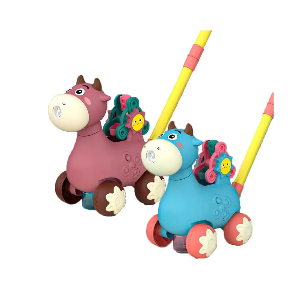 WOOPIE Pchacz Krówka do Pchania z Dźwiękiem i Bańkami Mydlanymi Niebieska