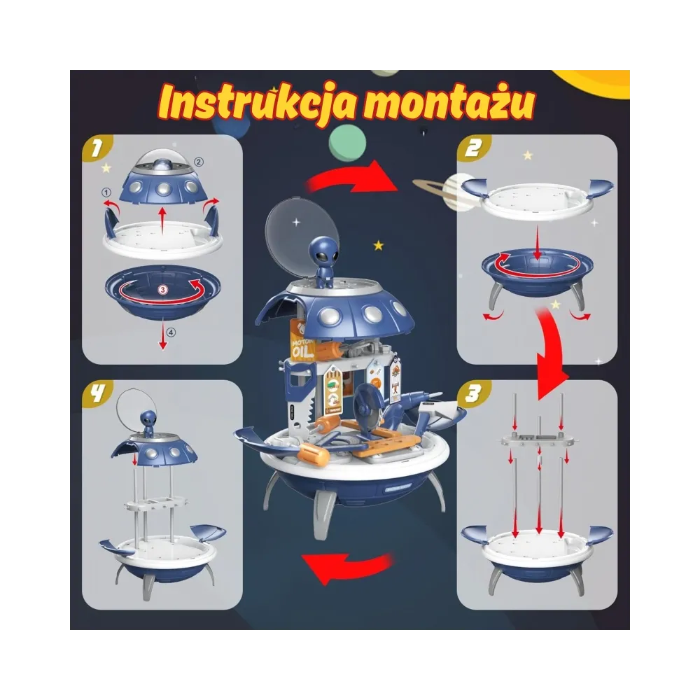 WOOPIE Warsztat 3w1 Plecak Projektor UFO 52 el.