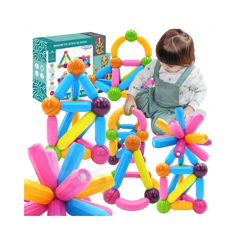 WOOPIE Magnetyczne Klocki Konstrukcyjne Edukacyjne Duże Grube 38 el.