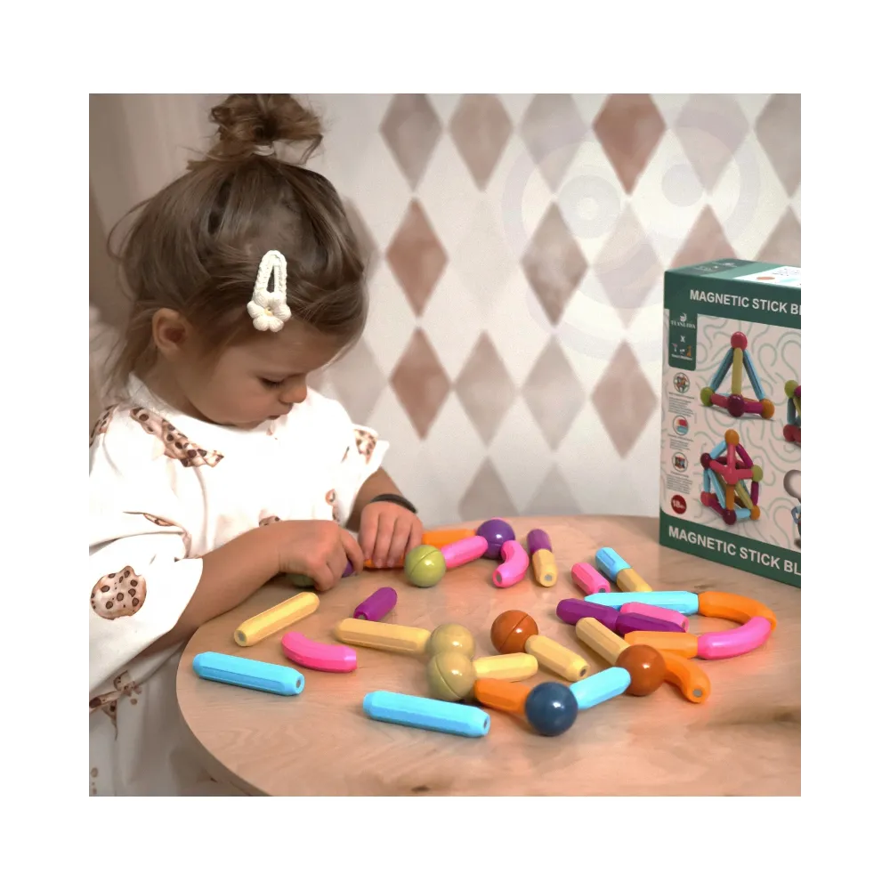 WOOPIE Magnetyczne Klocki Konstrukcyjne Edukacyjne Duże Grube 38 el.