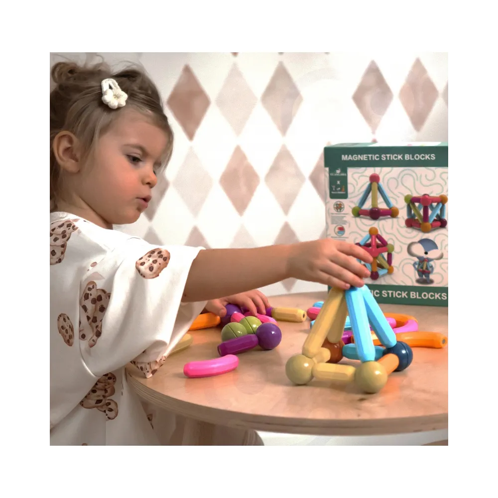 WOOPIE Magnetyczne Klocki Konstrukcyjne Edukacyjne Duże Grube 38 el.