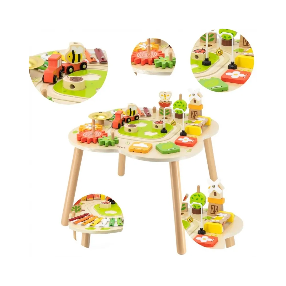 VIGA PolarB Stół Stolik Edukacyjny Aktywności Piramidka Cymbałki Sensoryka Montessori