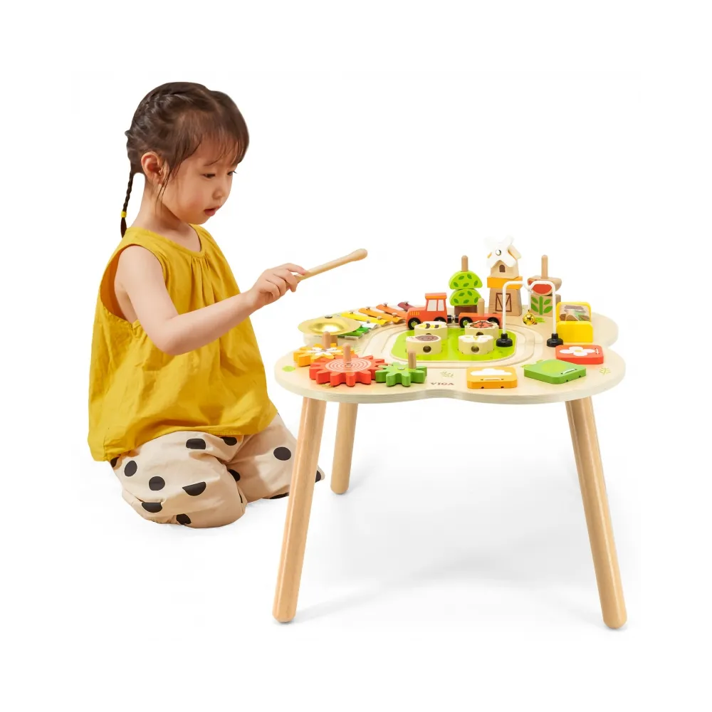 VIGA PolarB Stół Stolik Edukacyjny Aktywności Piramidka Cymbałki Sensoryka Montessori