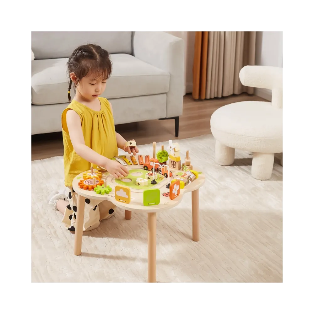 VIGA PolarB Stół Stolik Edukacyjny Aktywności Piramidka Cymbałki Sensoryka Montessori