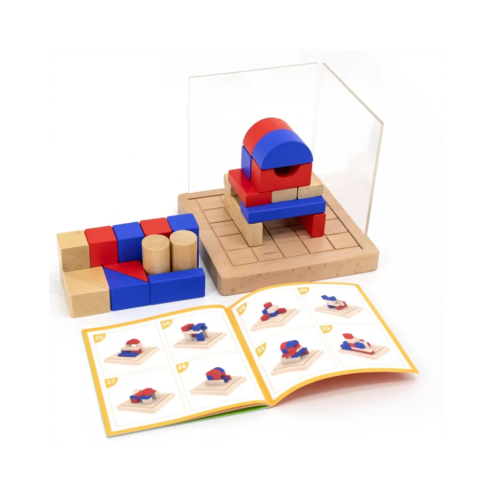 VIGA Drewniana Gra Budowanie Klocki 3D Montessori