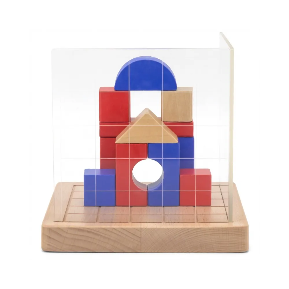 VIGA Drewniana Gra Budowanie Klocki 3D Montessori