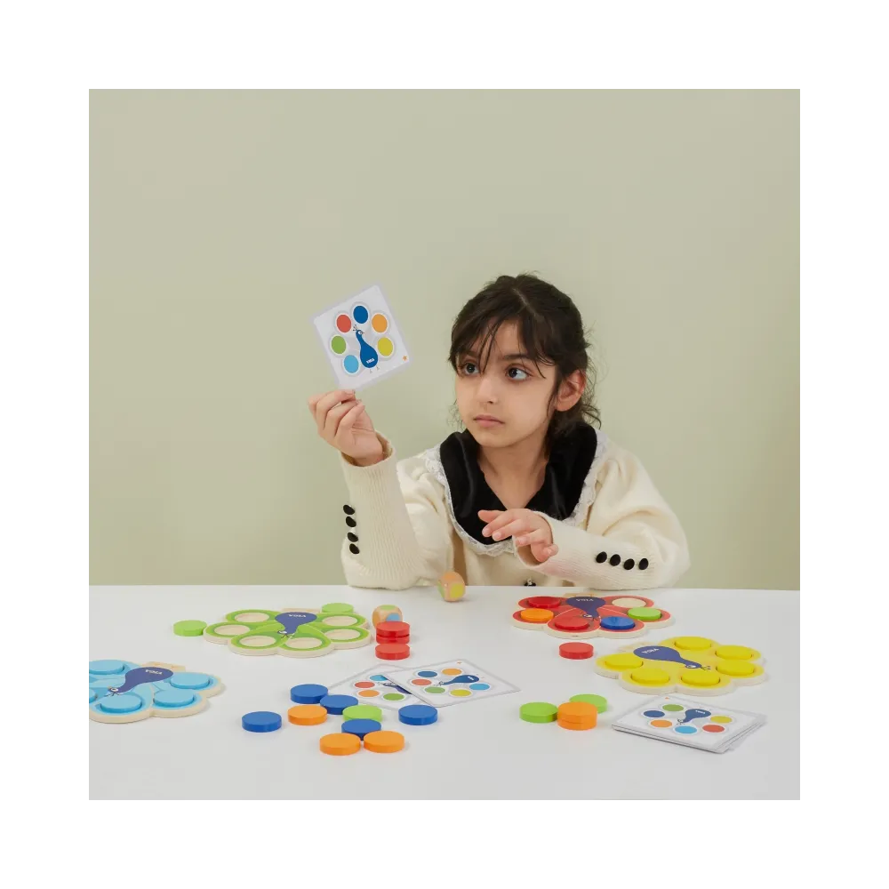 VIGA Drewniana Gra Dopasuj Kolory Pawi Ogon Montessori + Karty