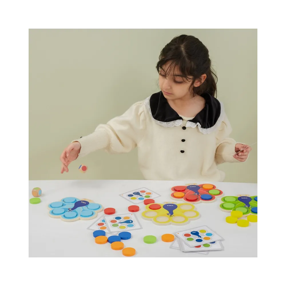 VIGA Drewniana Gra Dopasuj Kolory Pawi Ogon Montessori + Karty