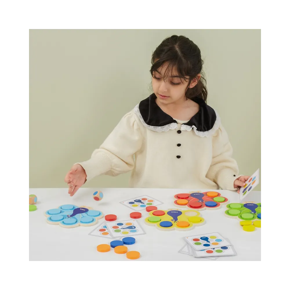 VIGA Drewniana Gra Dopasuj Kolory Pawi Ogon Montessori + Karty