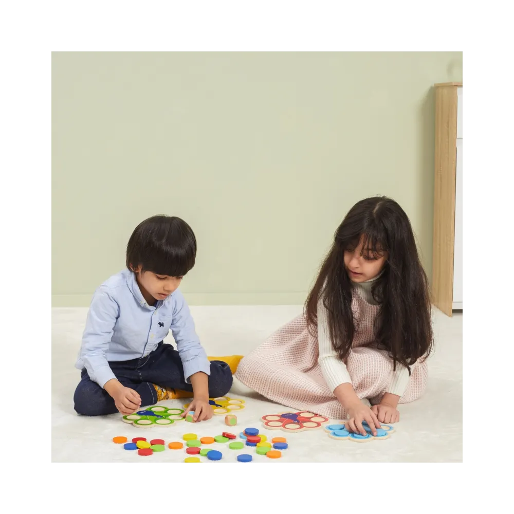 VIGA Drewniana Gra Dopasuj Kolory Pawi Ogon Montessori + Karty