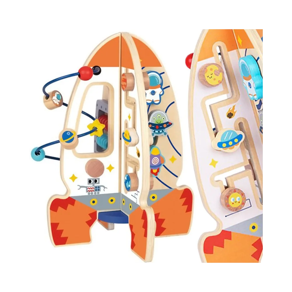 Duża drewniana zabawka rakieta dla dzieci