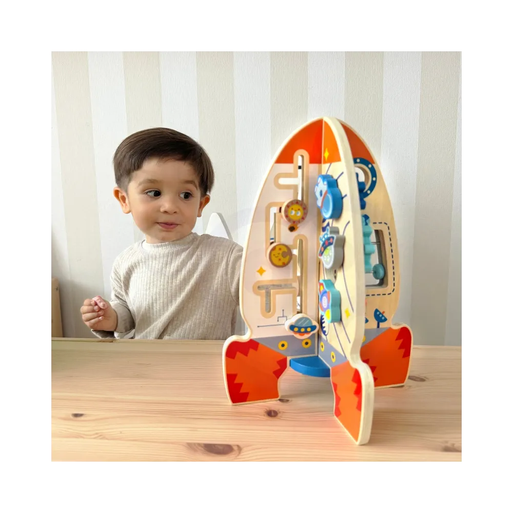 Edukacyjna rakieta Tooky Toy z drewna