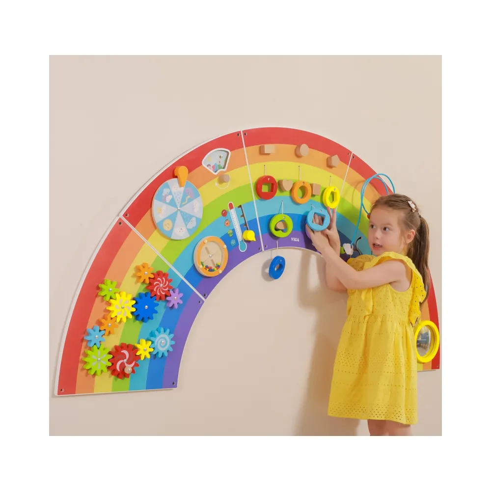 VIGA Drewniana Tablica Sensoryczno-Manipulacyjna EDU Tęcza Certyfikat FSC