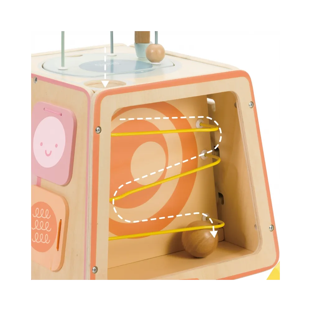 CLASSIC WORLD Drewniana Kostka Edukacyjna Sensoryczna 6w1