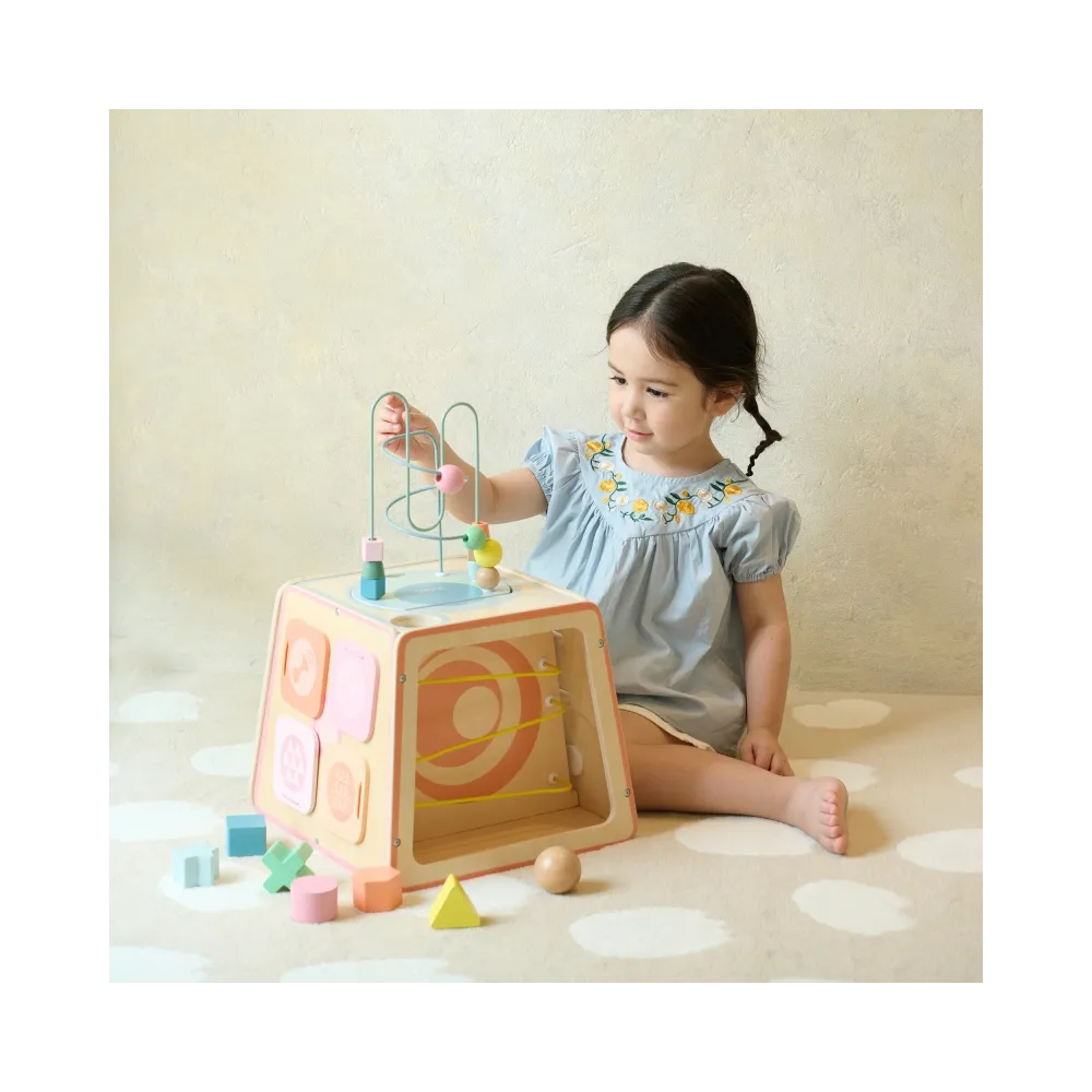 CLASSIC WORLD Drewniana Kostka Edukacyjna Sensoryczna 6w1