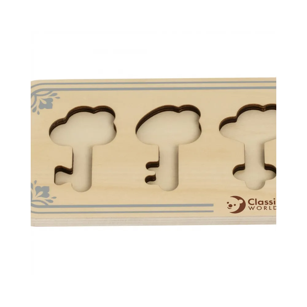 CLASSIC WORLD Drewniana Układanka Montessori Sensoryczna Klucze i Zamki do Dopasowania